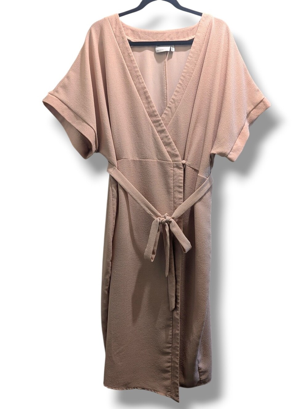 ASOS Closet London Kimono Wrap Tie Dress Blush Pink Midi Short Sleeve- 16 - Picture 5 of 16